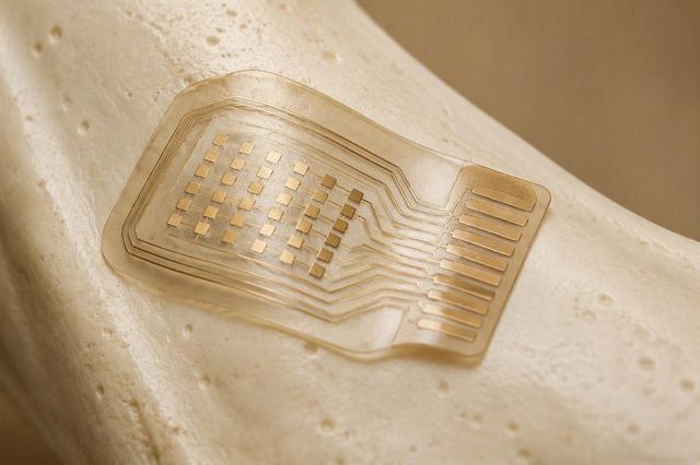 Flexible sensor patch with printed gold circuitry on a composite substrate